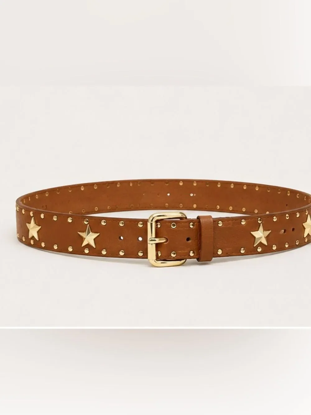 B LOW brown leather western belt with star design